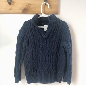 Boy’s Gap Blue Cable Knit Button Pullover Mock Neck Fisherman Sweater